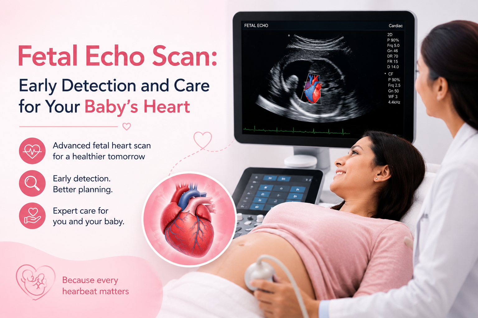 Fetal Echo Scan: Early Detection and Care for Your Baby’s Heart article illustration for Mom & Me Fetal Medicine Centre