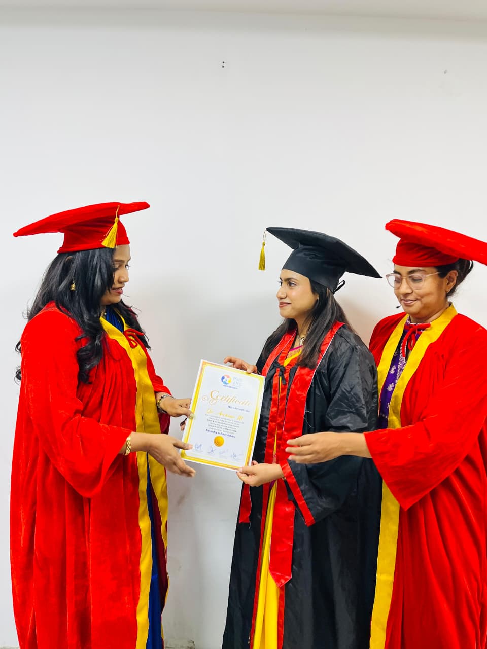 Fellowship mentors presenting a certificate at Mom & Me